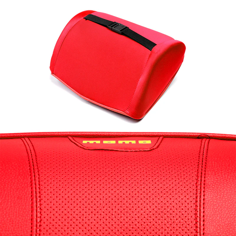 Red Leather Car Seat Memory Foam Neck Rest Cushion Pillow for MOMO RACING 1PCS - Image 2