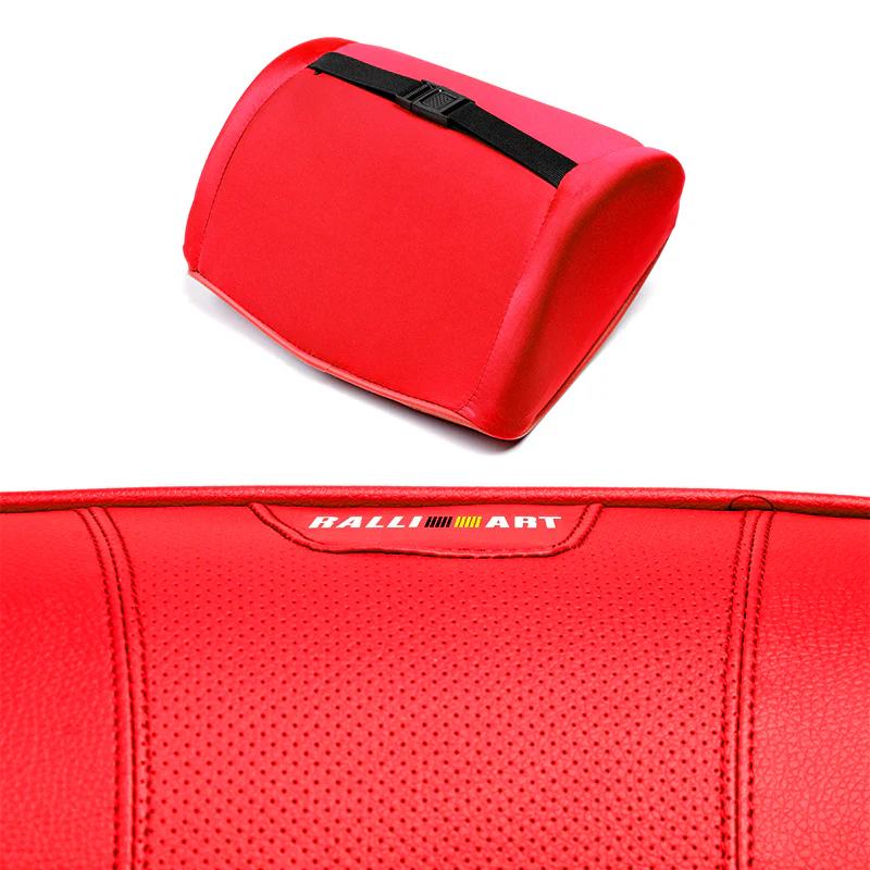 Red Leather Car Seat Memory Foam Neck Rest Cushion Pillow MITSUBISHI RALLIART 1pc - Image 2
