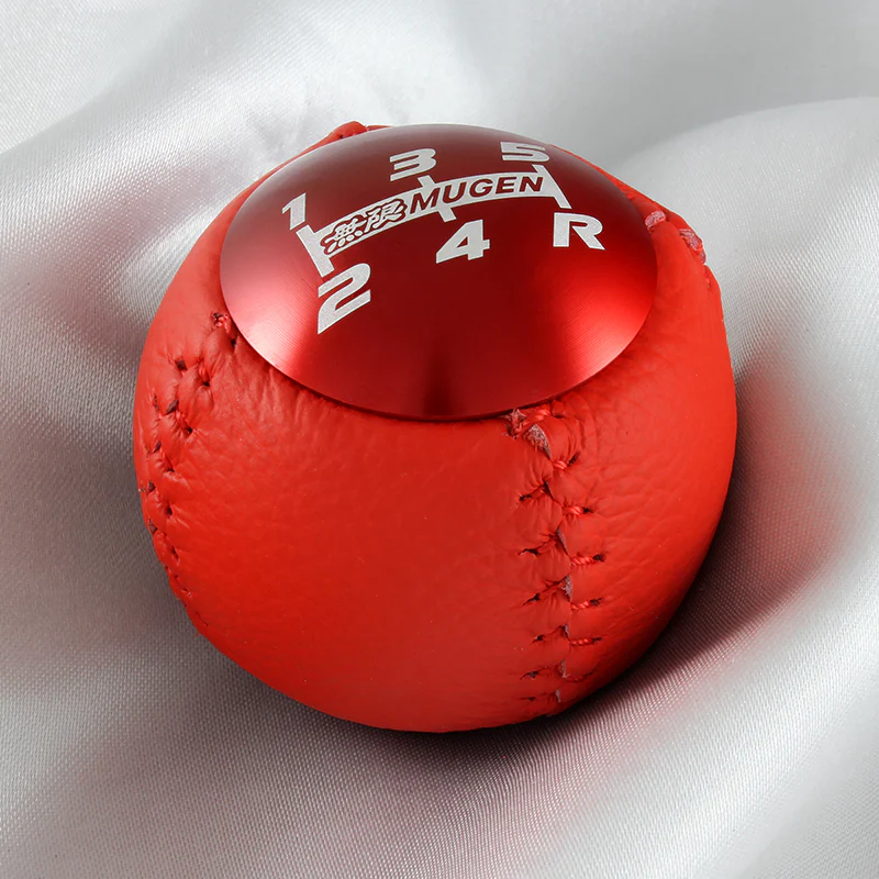 Mugen Red 5-Speed Shift Knob with Red PVC Leather - Image 2