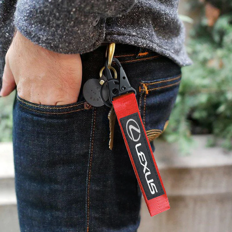 Red LEXUS Racing Keychain Metal Key Ring Hook Strap Nylon Lanyard-Universal - Image 6