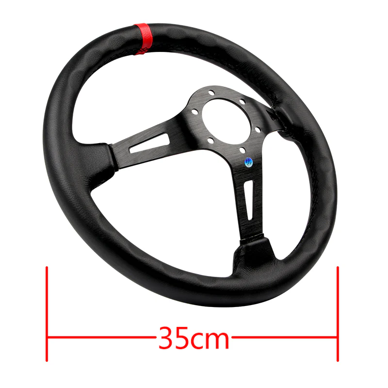 Red Line 350mm MOMO Racing Steering Wheel Microfiber Leather with MOMO Horn Button - Image 5