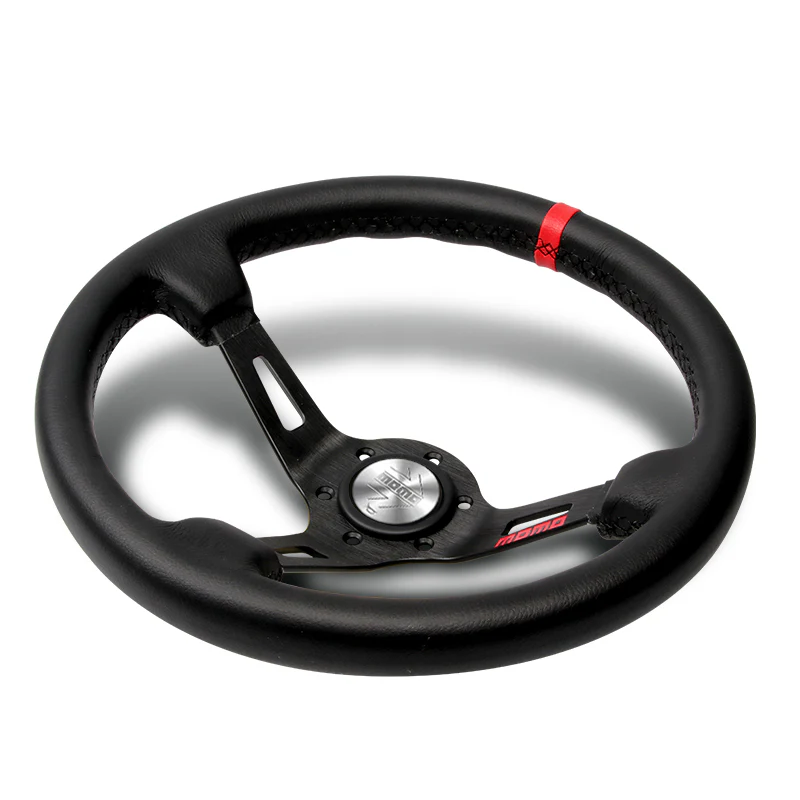 Red Line 350mm Racing Steering Wheel Microfiber Leather For Silver momo hub X1 - Image 3