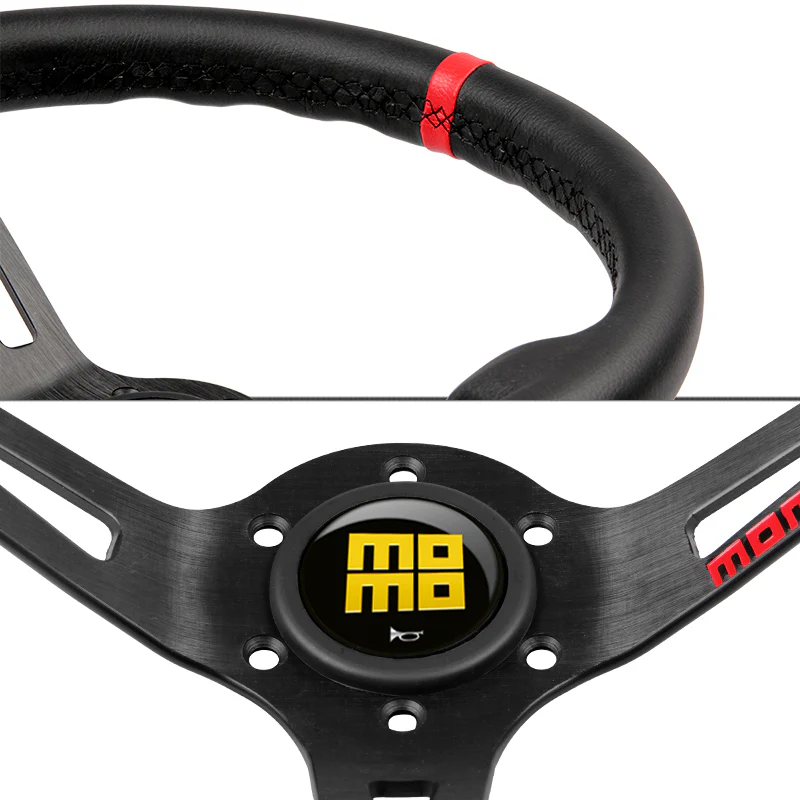 Red Line 350mm Racing Steering Wheel Microfiber Leather For yellow momo hub X1 - Image 2