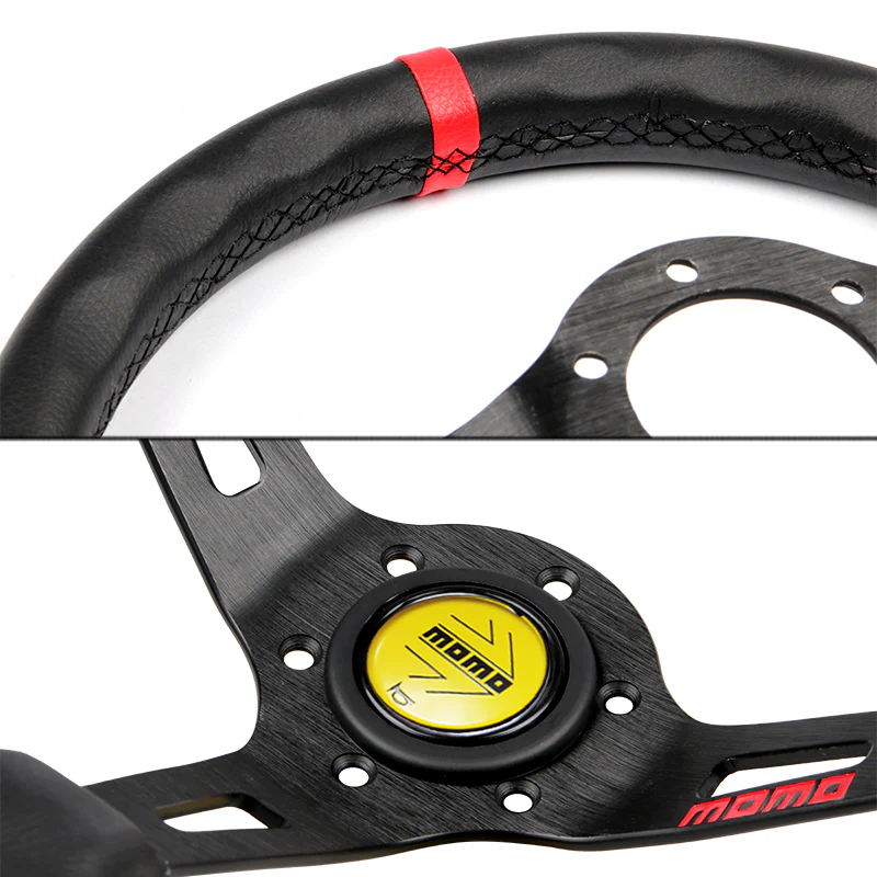 Red Line 350mm Racing Steering Wheel Microfiber Leather For YLBKA momo hub X1 - Image 2