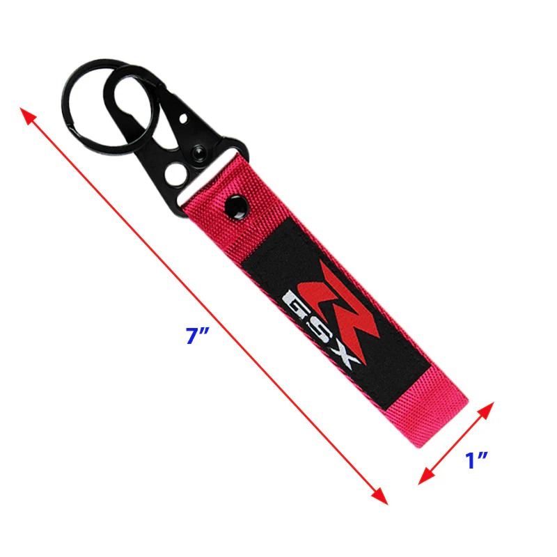 Red/Magenta SUZUKI GSX Lanyard Double Sided Backpack Key Ring Hook Strap Metal Keychain X2 - Image 2