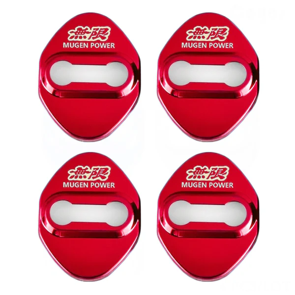 Red Mugen Stainless Steel Door Lock Door Striker Buckle Lock Protective Cover Set - 4 pcs - Image 4