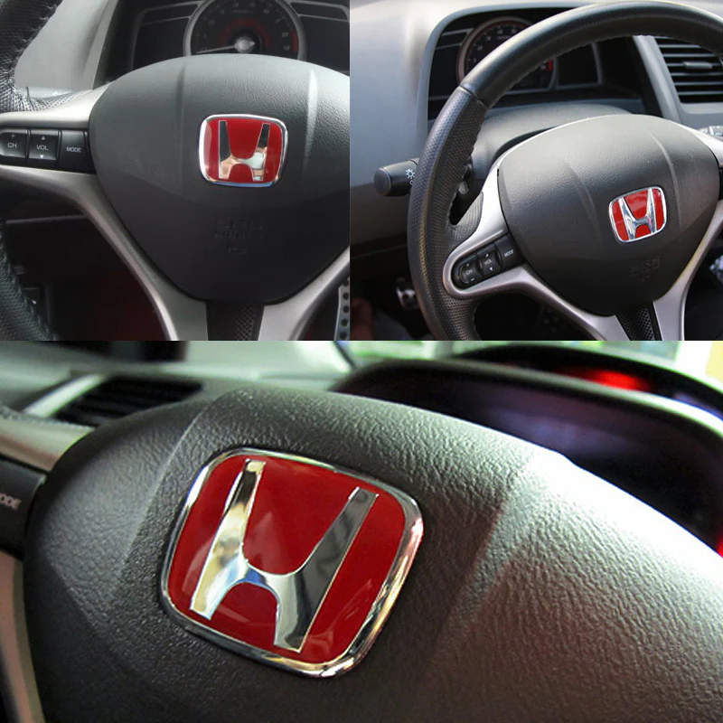 Red NEW Front + Rear +Steeriing JDM Emblem For CIVIC 5DR HATCH 2016 2017 2018 - Image 7