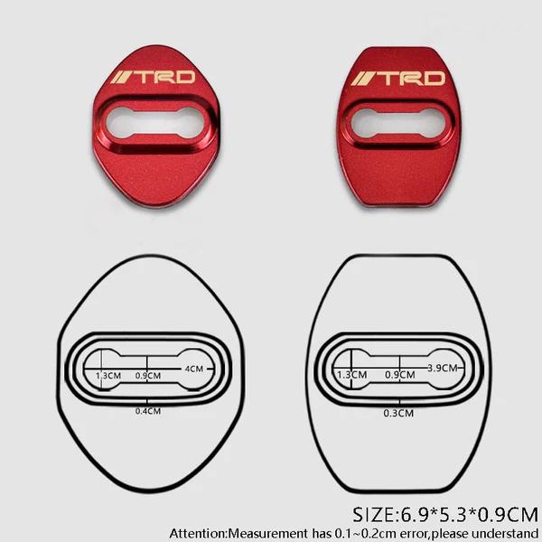 Red Stainless Steel Door Lock Door Striker Cover Set for TRD - Image 2