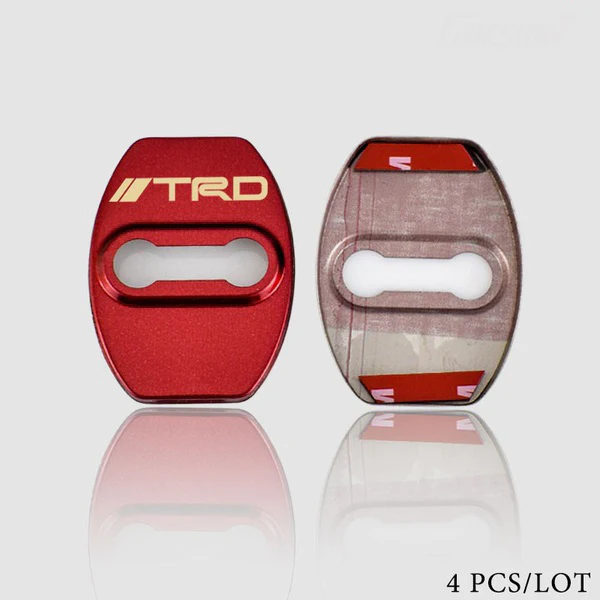 Red Stainless Steel Door Lock Door Striker Cover Set for TRD - Image 4