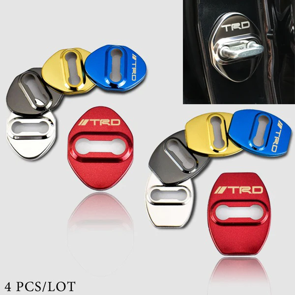 Red Stainless Steel Door Lock Door Striker Cover Set for TRD - Image 5