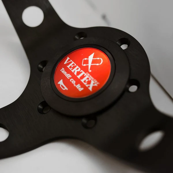 Red Stitch 7 STARS 330mm Vertex Leather Deep Dish Steering Wheel For OMP MOMO Racing - Image 2