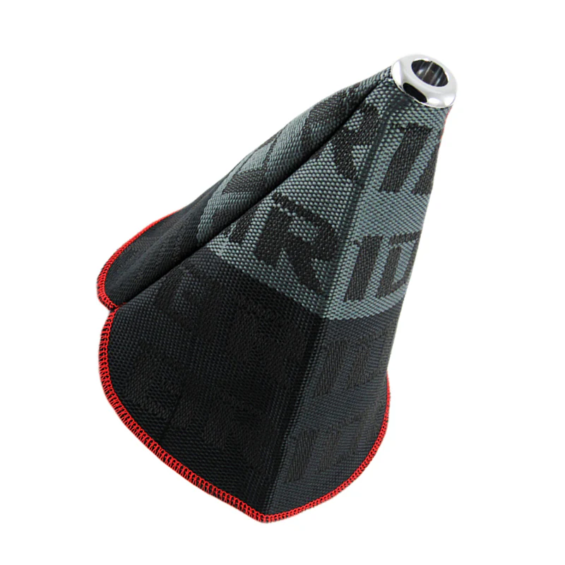 Red Stitches Bride Racing Hyper Fabric shift knob Shifter Boot Cover Chrome TOP - Image 4