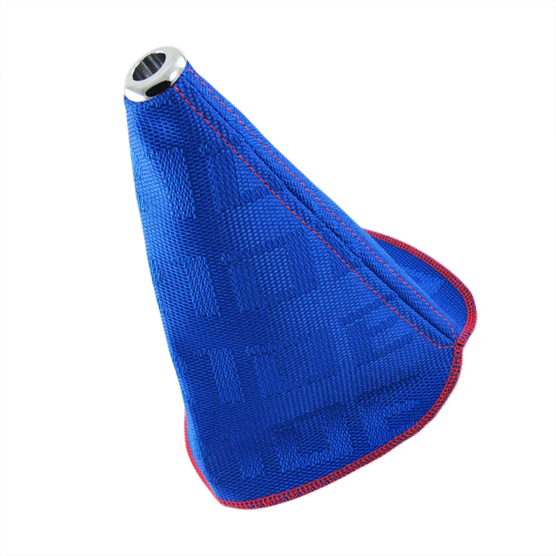 Red Stitches Bride Racing Hyper Fabric shift knob Shifter Boot Cover Chrome Top - Image 5