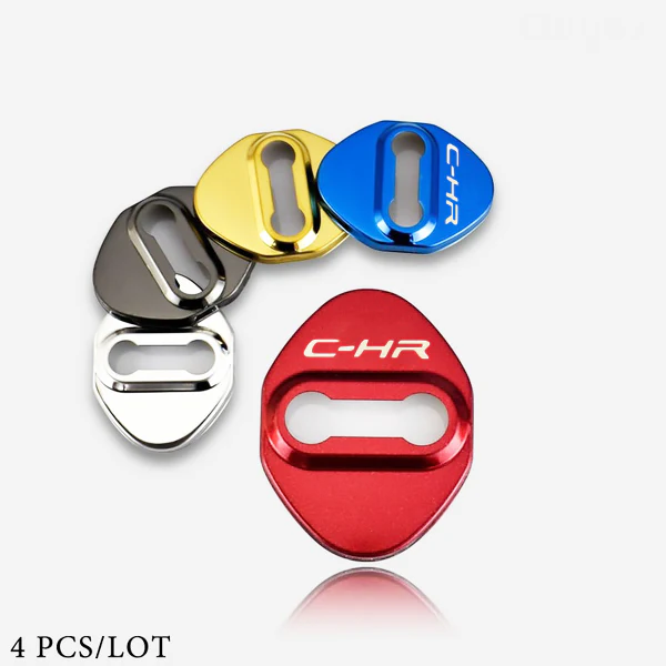 Red Toyota C-HR 2016-2019 Stainless Steel Door Lock Door Striker Protective Cover Set - 4 pcs - Image 2
