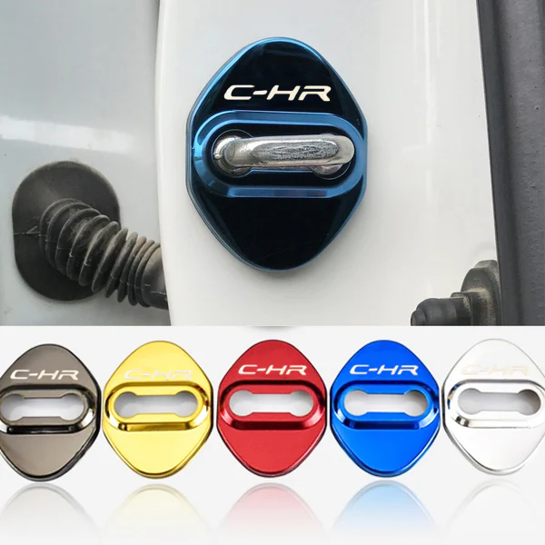 Red Toyota C-HR 2016-2019 Stainless Steel Door Lock Door Striker Protective Cover Set - 4 pcs - Image 5