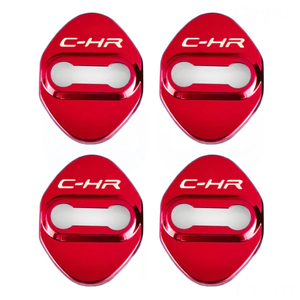 Red Toyota C-HR 2016-2019 Stainless Steel Door Lock Door Striker Protective Cover Set - 4 pcs - Image 6