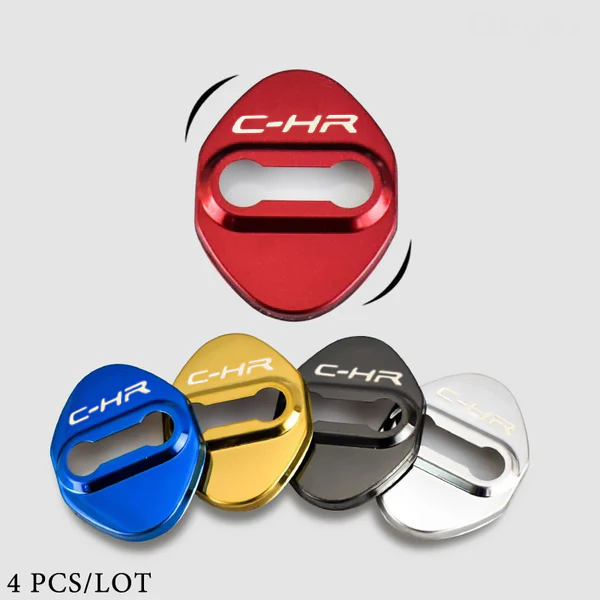 Red Toyota C-HR 2016-2019 Stainless Steel Door Lock Door Striker Protective Cover Set - 4 pcs - Image 7