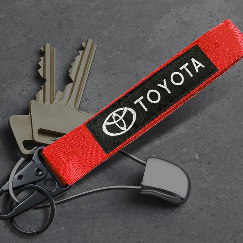 Red TOYOTA MOTORS Racing Keychain Metal Key Ring Hook Strap Nylon Lanyard-Universal - Image 4