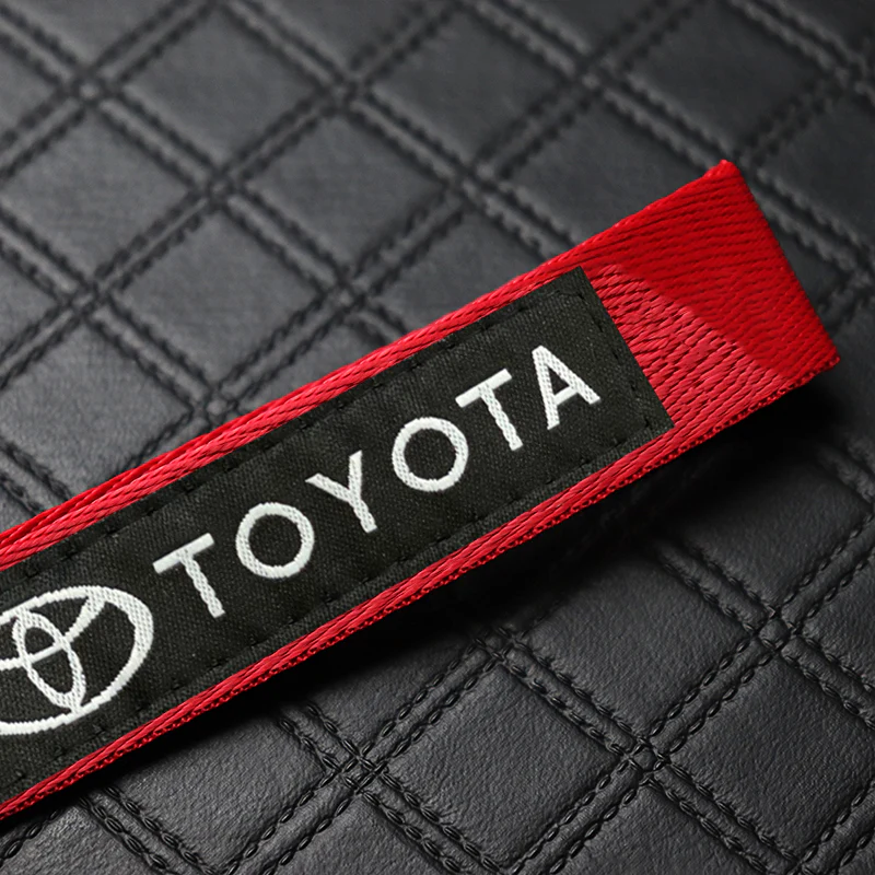Red TOYOTA MOTORS Racing Keychain Metal Key Ring Hook Strap Nylon Lanyard-Universal - Image 7