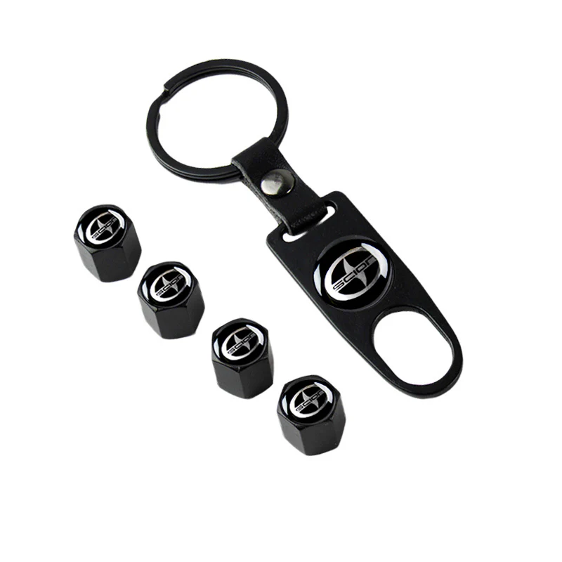Scion Universal Car SUV Wheel Tire Valves Dust Stem Air Caps Keychain Emblem Set - Image 5
