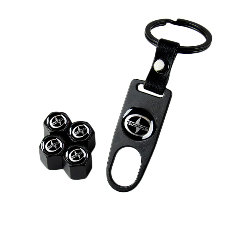 Scion Universal Car SUV Wheel Tire Valves Dust Stem Air Caps Keychain Emblem Set - Image 6