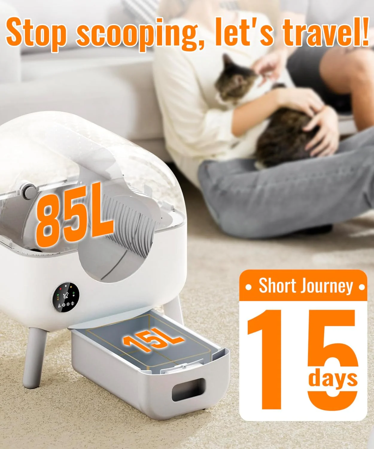 WiFi Smart Cat Litter Box NO Scoop/APP Automatic Self-Cleaning Litter BOX -White - Image 10