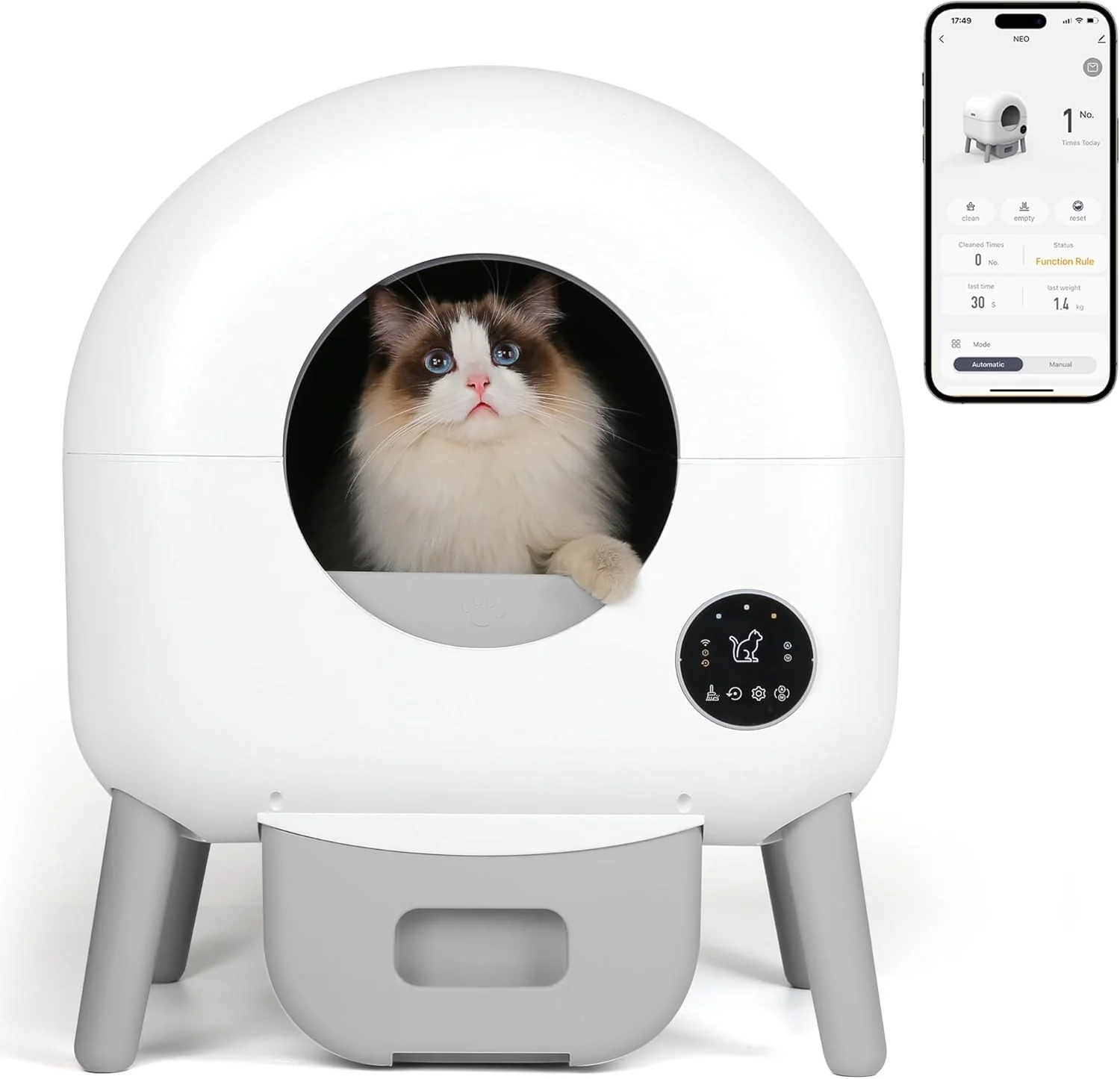 WiFi Smart Cat Litter Box NO Scoop/APP Automatic Self-Cleaning Litter BOX -White - Image 11