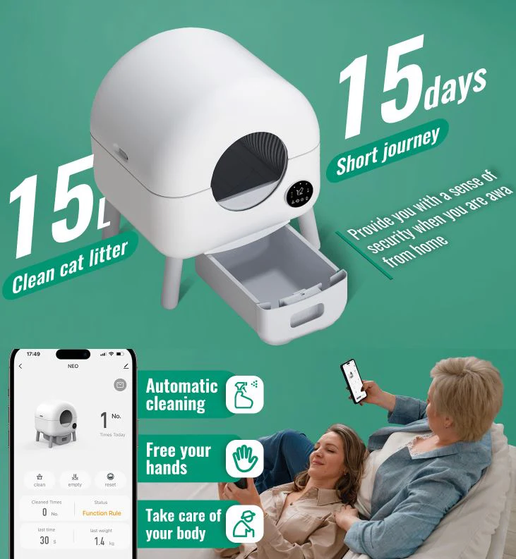WiFi Smart Cat Litter Box NO Scoop/APP Automatic Self-Cleaning Litter BOX -White - Image 3