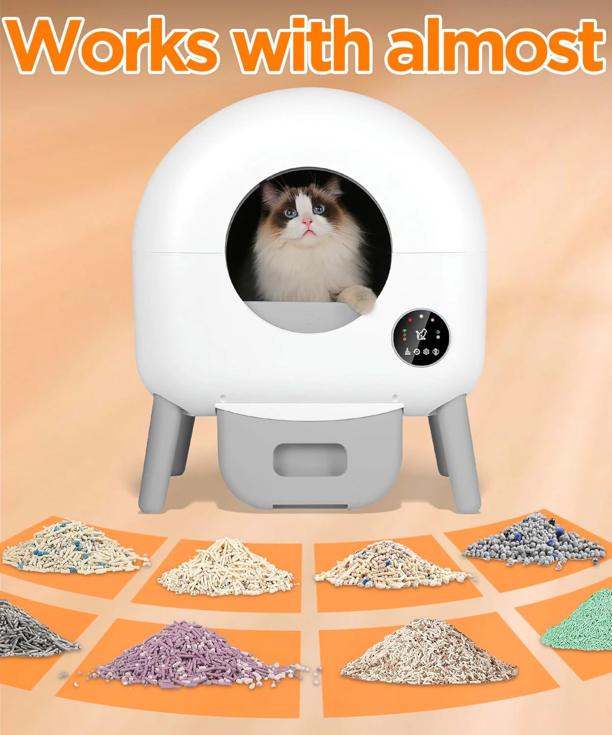 WiFi Smart Cat Litter Box NO Scoop/APP Automatic Self-Cleaning Litter BOX -White - Image 6