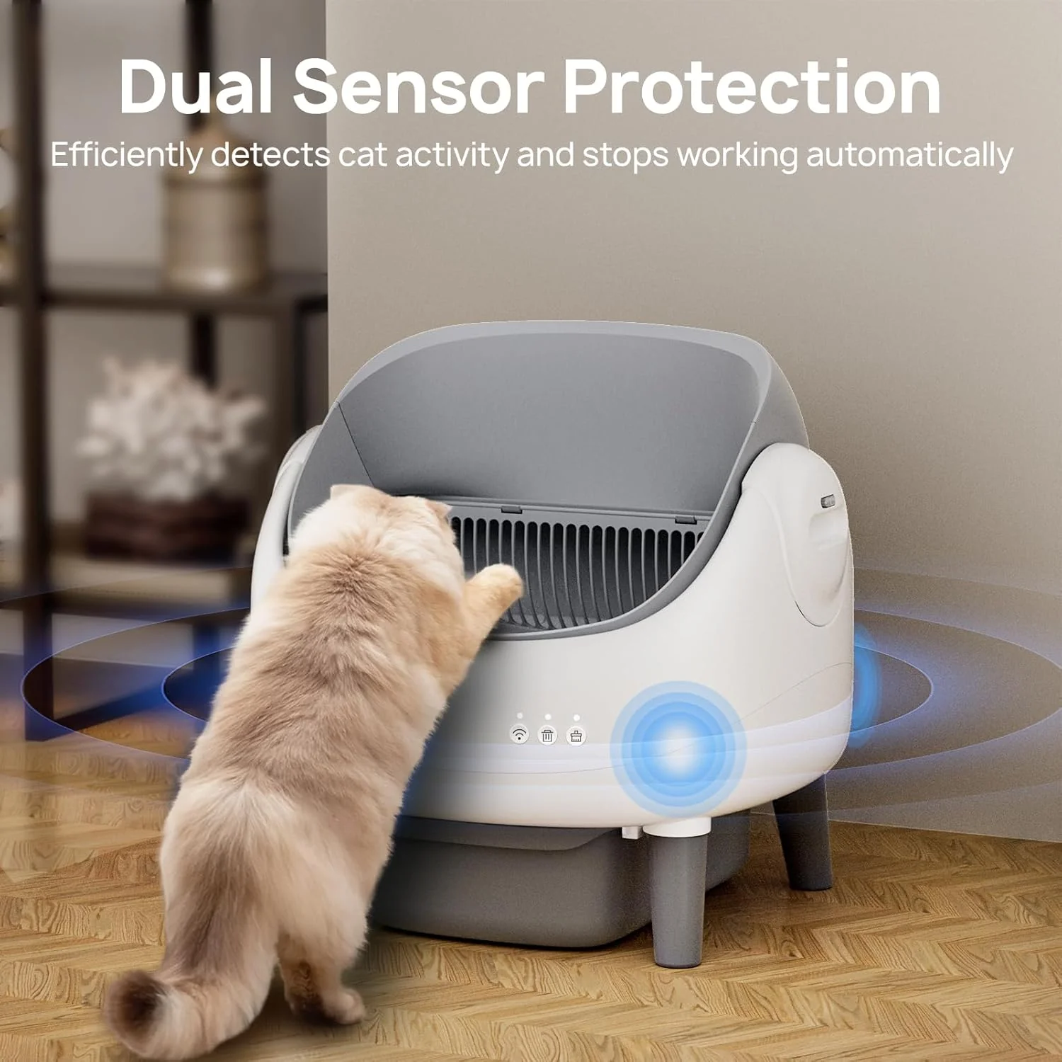 Open-Top Automatic Cat Litter Box, Self Cleaning Litter Box for Multi-Cat Families, APP Control, Safety Protection, 1 Roll Waste Bag - Image 6