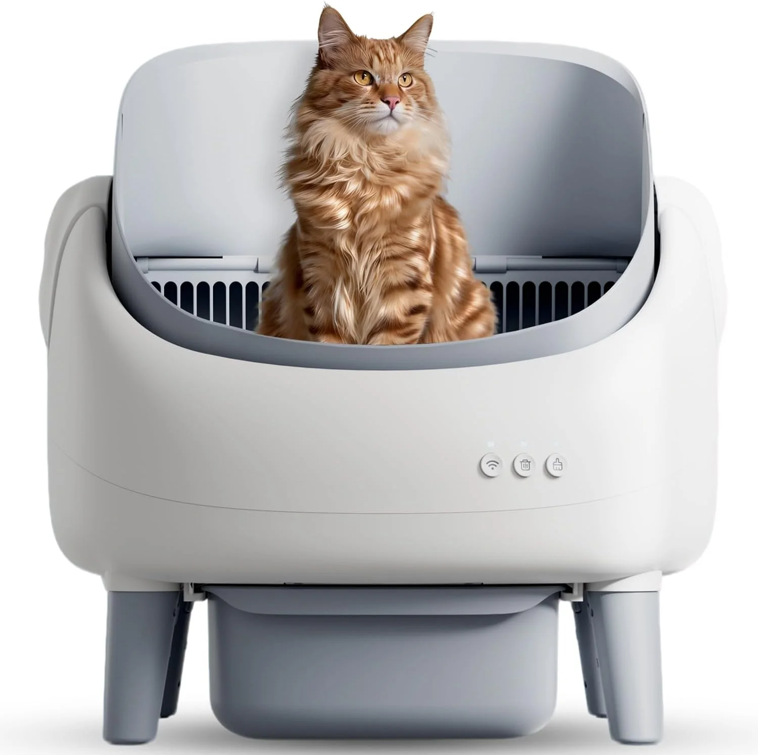 Open-Top Automatic Cat Litter Box, Self Cleaning Litter Box for Multi-Cat Families, APP Control, Safety Protection, 1 Roll Waste Bag - Image 7