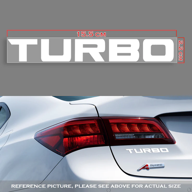 Set of 2 White Turbo Decal Vinyl Sticker for Honda Civic Accord (6"x0.8") - Image 5