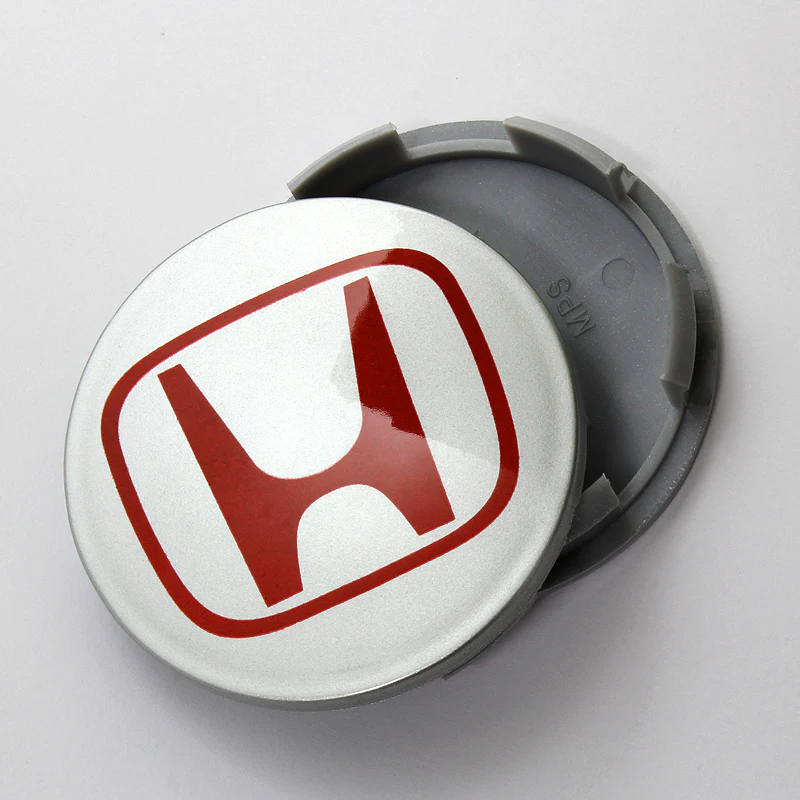 Honda Set of Four Silver and Red Wheel Center Caps (69mm) - Image 3