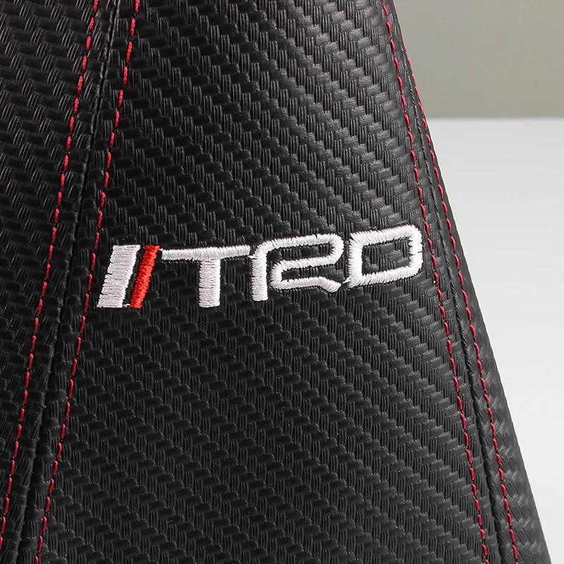 Toyota TRD Red Stitched Black Carbon Fiber Look Shifter Boot Cover - Image 2