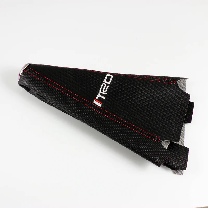 Toyota TRD Red Stitched Black Carbon Fiber Look Shifter Boot Cover - Image 3