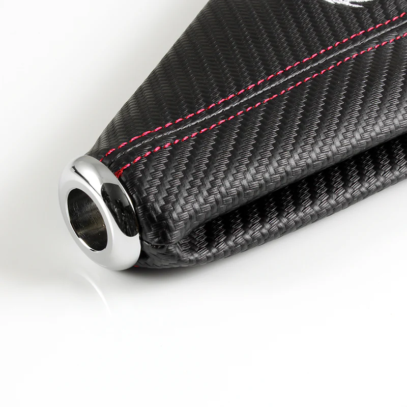 Toyota TRD Red Stitched Black Carbon Fiber Look Shifter Boot Cover - Image 4