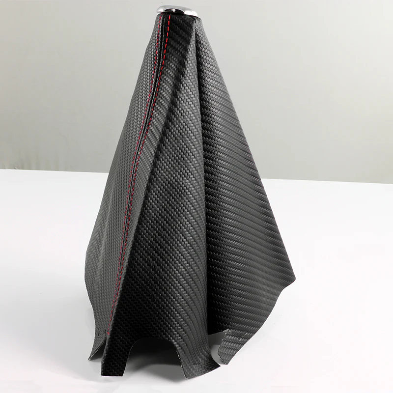 Toyota TRD Red Stitched Black Carbon Fiber Look Shifter Boot Cover - Image 5