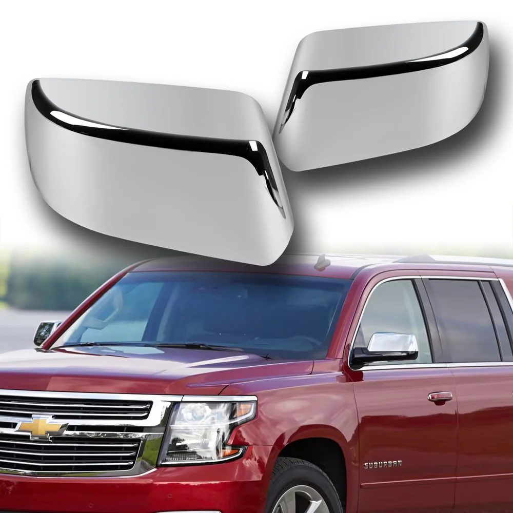 Side View Half Mirror Covers Cap For 2015-2020 Chevy Tahoe Suburban GMC Yukon XL -Chrome ABS - Image 5