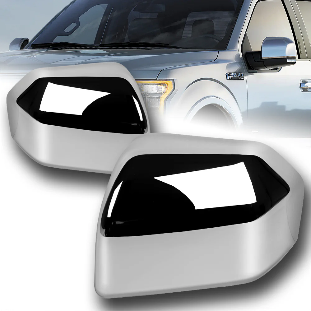 Side View Half Mirror Covers Cap For 2015 - 2020 Ford F-150 F150 -Chrome ABS - Image 5