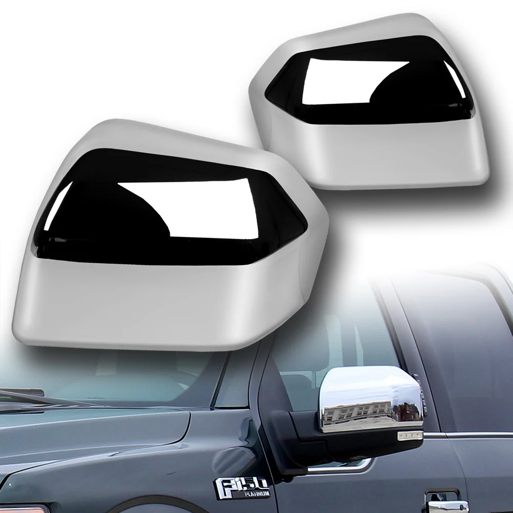 Side View Half Mirror Covers Cap For 2015 - 2020 Ford F-150 F150 -Chrome ABS - Image 6