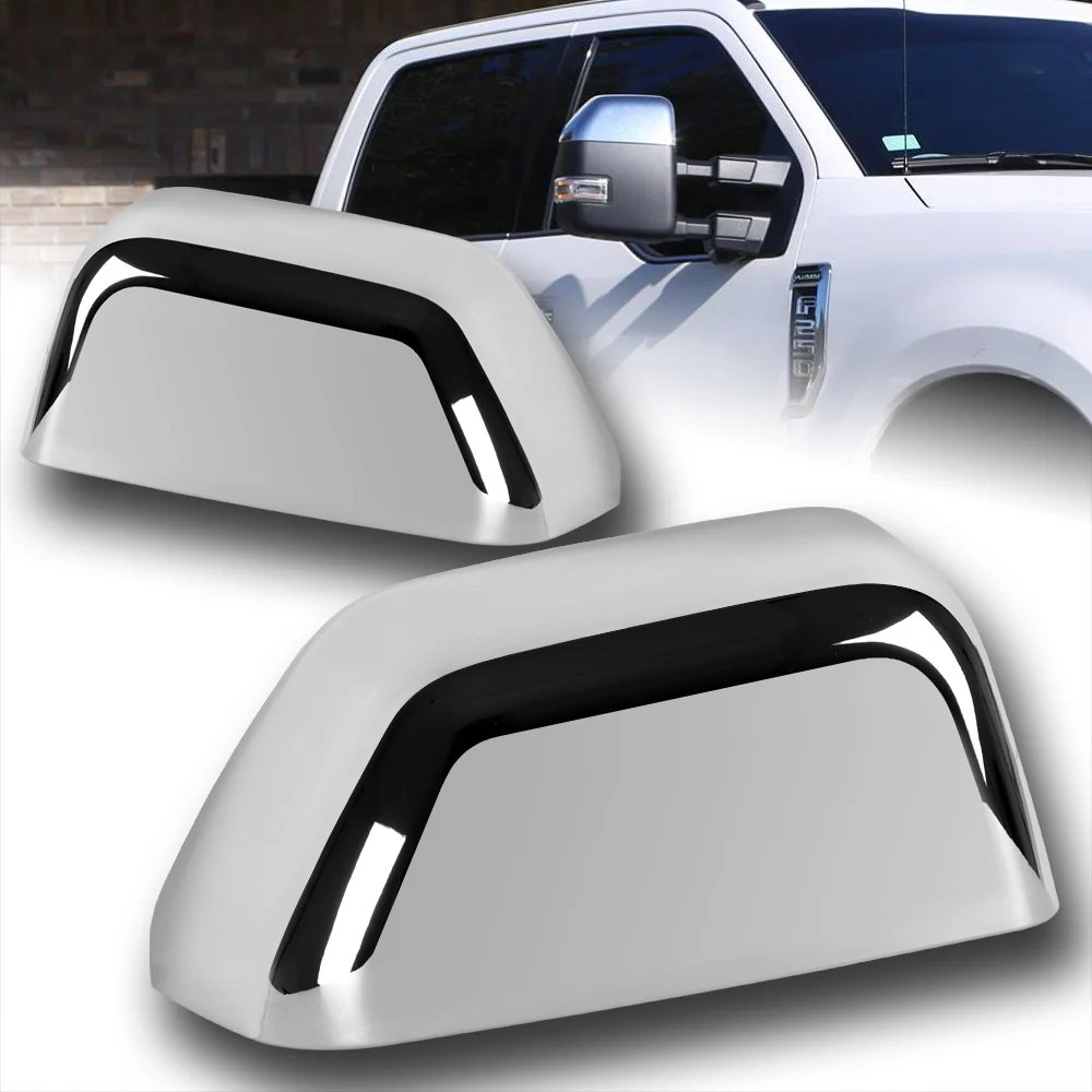 Side View Half Mirror Covers Cap For 2017-2023 Ford F-250 F-350 F-450 F-550 Super Duty -Chrome ABS - Image 6