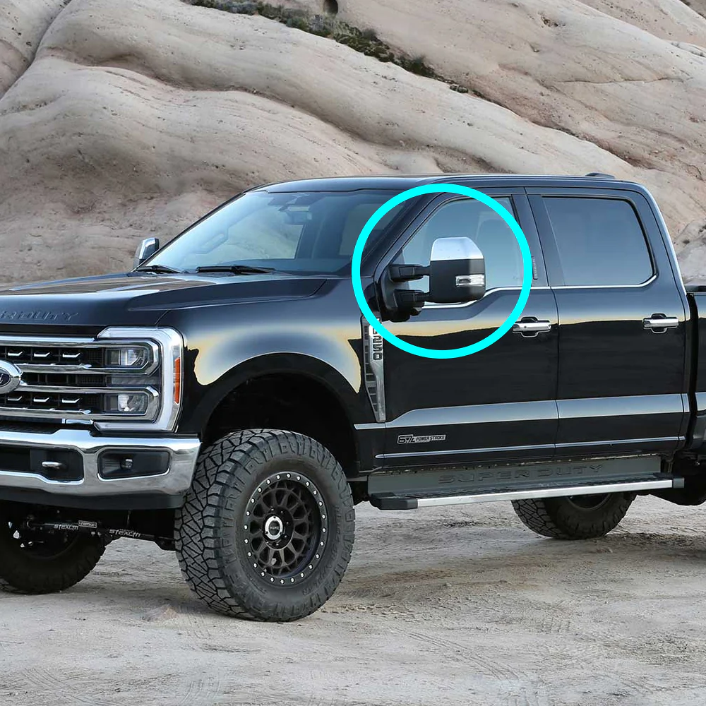 Side View Half Mirror Covers Cap For 2017-2023 Ford F-250 F-350 F-450 F-550 Super Duty -Chrome ABS - Image 7