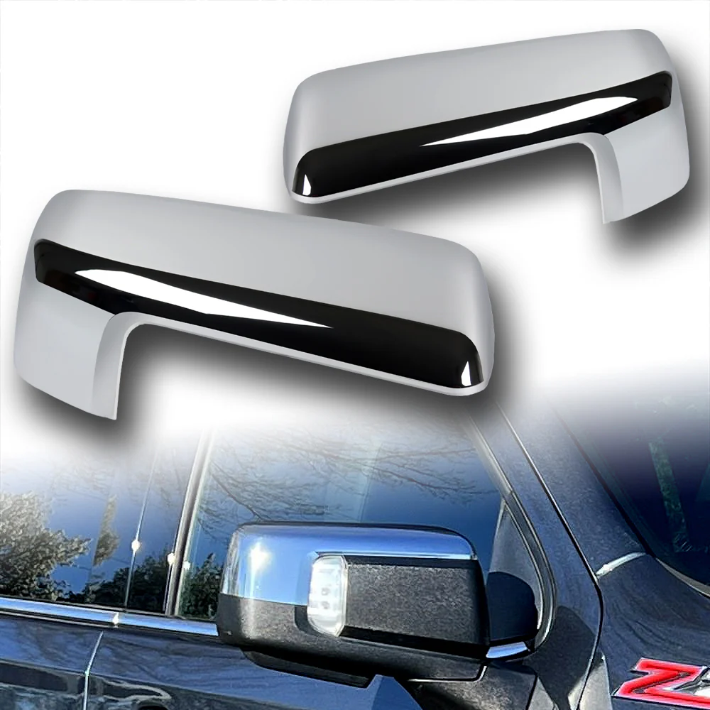 Side View Half Mirror Covers Cap For 2019-2025 Chevy Silverado / GMC Sierra 1500 -Chrome ABS - Image 5