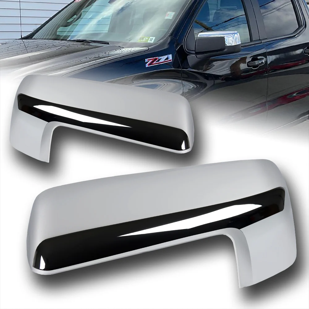 Side View Half Mirror Covers Cap For 2019-2025 Chevy Silverado / GMC Sierra 1500 -Chrome ABS - Image 7