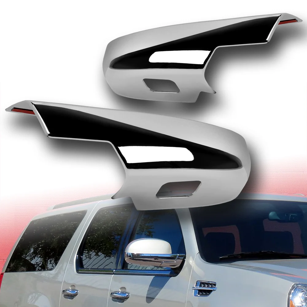 Side View Lower Half Mirror Covers Cap For 2007 - 2013 Chevrolet Silverado Suburban Tahoe / GMC Yukon Sierra -Chrome ABS - Image 5