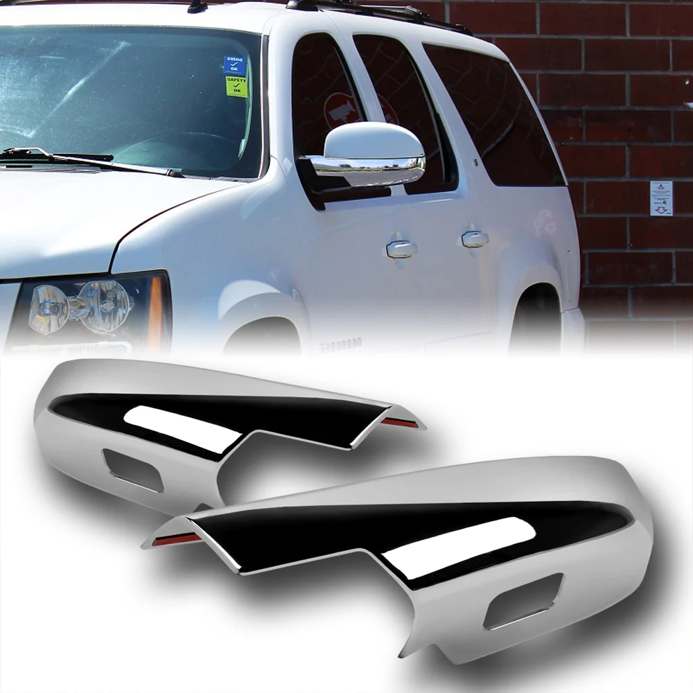 Side View Lower Half Mirror Covers Cap For 2007 - 2013 Chevrolet Silverado Suburban Tahoe / GMC Yukon Sierra -Chrome ABS - Image 6