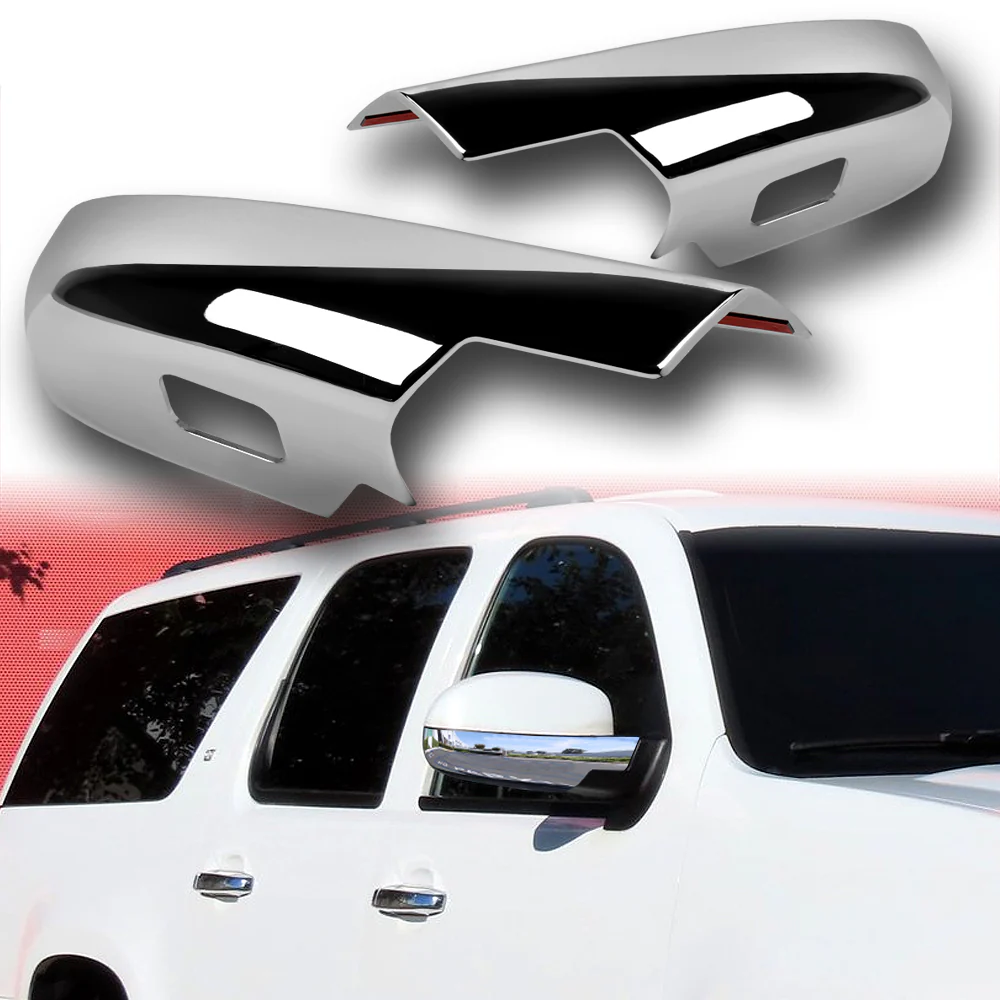Side View Lower Half Mirror Covers Cap For 2007 - 2013 Chevrolet Silverado Suburban Tahoe / GMC Yukon Sierra -Chrome ABS - Image 7