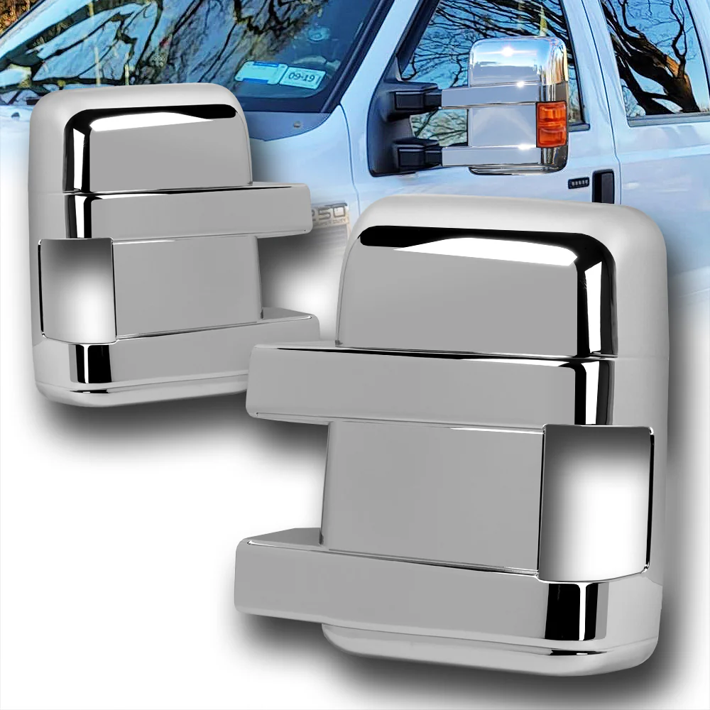 Side View Mirror Covers Cap For 2008 - 2016 Ford F-250 F-350 F-450 F-550 Super Duty -Chrome ABS W/ Turn Signal Hole - Image 7