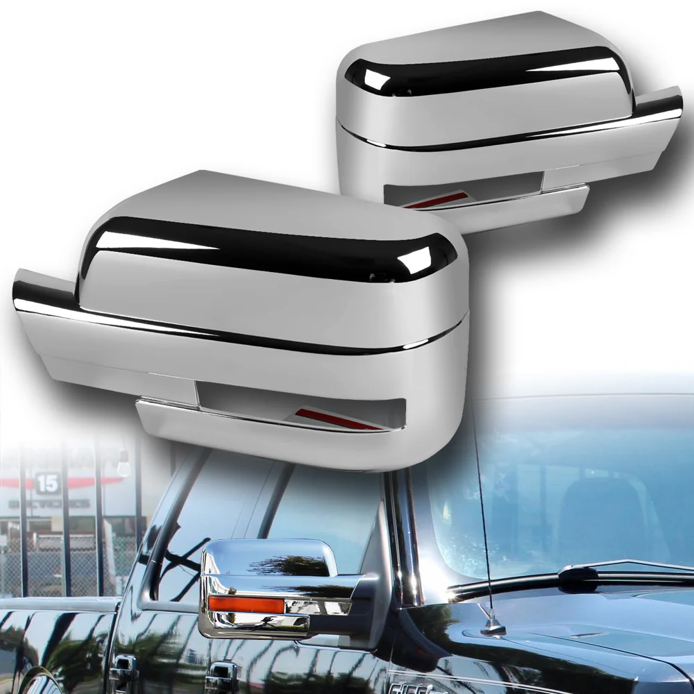 Side View Mirror Covers Cap For 2009-2014 Ford F-150 W/Turn Signal Cut -Chrome ABS - Image 5