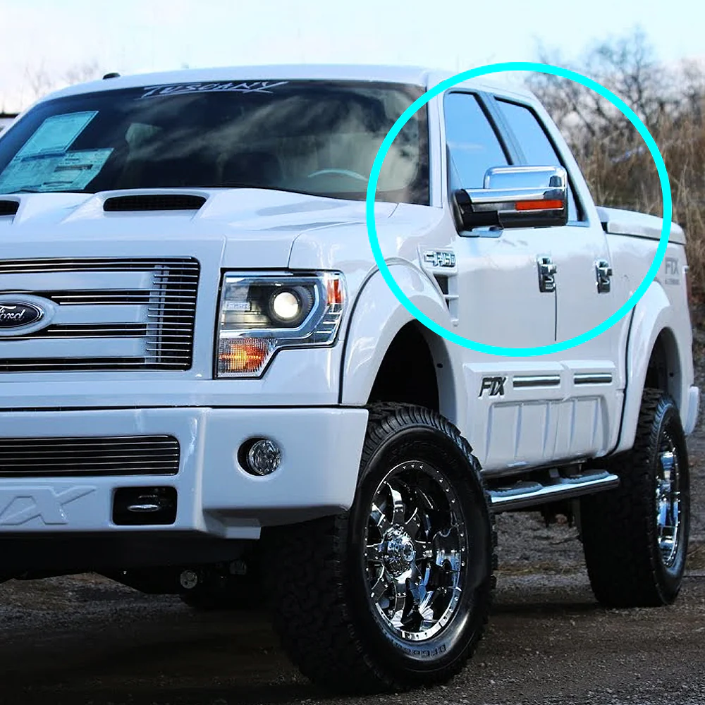 Side View Mirror Covers Cap For 2009-2014 Ford F-150 W/Turn Signal Cut -Chrome ABS - Image 7